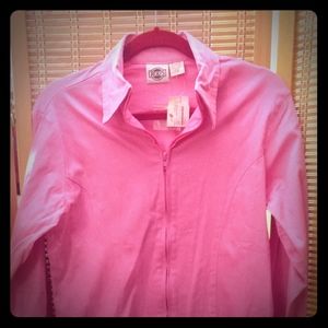 Rods pink show blouse, NWT, XL, front zip